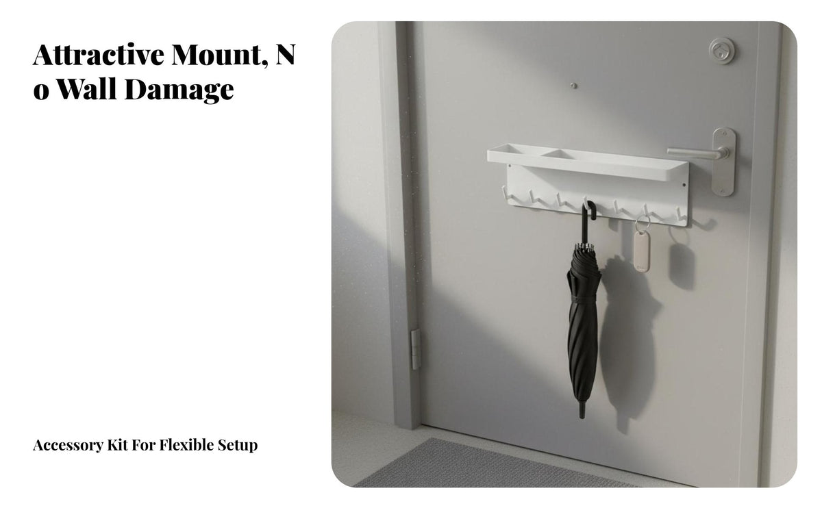 Umbrella Rack Nail Installation Wall Mount Umbrella Rack Space-Saving Multi-Functional Entryway Organizer for Families, Home, Front Door