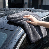1200 GSM Car Drying Towel, Twisted Loop Towel with Braided Border, Microfibre Cloths for Car Cleaning, Lint and Shedding Resistant Dark Gray