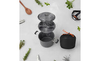 double Compartment Steaming Pot Foldable Handles Outdoor Steamer Set Mesh Storage Bag Steam Cooker