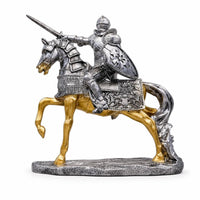 Equestrian Knight Horse Figurine Armored Knight Horse Textured Base Equestrian Sculpture Realistic Details for Home Display