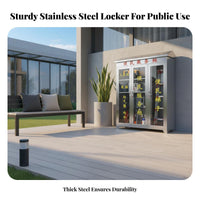 Rust Resistant Stainless Steel Service Cabinet Lockable Glass Door Emergency Cabinet Heavy Duty Community Convenience Station Large Capacity for Residents, Property Managers, Hospital, School, Office Building, Supermarket