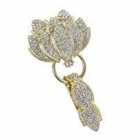 Sew-on Coat Buckle Sparkling Crystals Gold Tone Decorative Garment Fastener