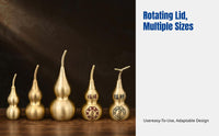 Brushed Brass Gourd Decor, Five Emperors Feng Shui, Openable Lid, Eight Trigrams Hanging
