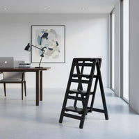 2-in-Single Step Ladder Chair Foldable Convertible Ladder Chair Solid Wood Transforming Step Stool for Seniors, Kitchen, Storage Room