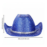 Glittering Blue Cowboy Hat Glittery Headwear Decorative Band Accessory