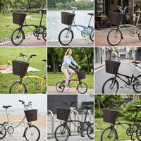 Foldable Bicycle Detachable Woven Basket for Brompton D5D7 Vintage Japanese Style Bike Basket Shopping Basket