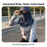 Full Face Sun Cover Breathable Protection Hood Cover Full Face Cover Sun Hat Triple-Function Cooling Balaclava with Brim Skin