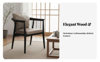 New Chinese Design Wooden Frame Accent Chair Wabi-Sabi design Upholstered Accent Chair Leather Upholstery Armchair Minimalist Aesthetic for Tea aficionados, Interior Designers, Living Room, perusing corner, Bedroom, Hotel Lobby