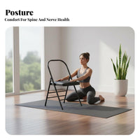 Padded PU Leather Seat Exercise Chair Foldable Design Iyengar Exercise Chair Long-Lasting Backless Exercise Stool Stable & Sturdy for Seniors, Beginners