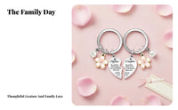 2 Pieces Mother Daughter Keychain Set Stainless Steel Mother Daughter Keychain