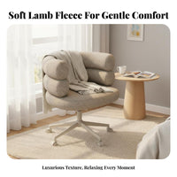 Comfortable Upholstery Luxuriously Soft Swivel Armchair Soft Comfort Adjustable Teddy Textile Seat with Backrest Sturdy Base Makeup Chair Ergonomic Design for Women, Girls, Students, Bedroom, Dressing Room, Walk-in Closet
