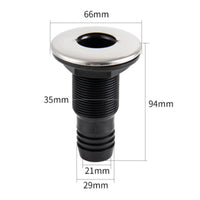 Sleek-Profile Marine Drain Outlet with Hose Barb Compact Boat Drain with Stainless Steel Cap Long-Lasting Thru-Hull Fitting with Hose Barb Long-Lasting for Yacht