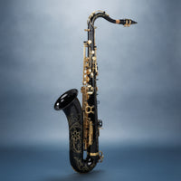 Brass Tenor Sax with Case Lacquered Tenor Saxophone Engraved Woodwind Curved for Beginners, Students, Players, Band Practice, Rehearsals, Stage