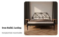 Wrought Iron Bed Sturdy and Stable Metal Bed Frame Heavy Duty Bedroom Furniture for Hoteliers, Homeowners, Hotel, Guest Room, Apartment
