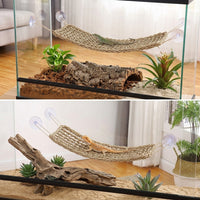 Woven Plant Fiber Reptile Hammock, Crested Gecko Enclosure Accessories for Small Reptiles, Washable 50cm X 20cm Tan Reptile Hammock with Hook