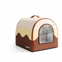 Pet Shelter with Ice Packs Zippered Enclosed Cat House with Mesh Panel Removable for Summer