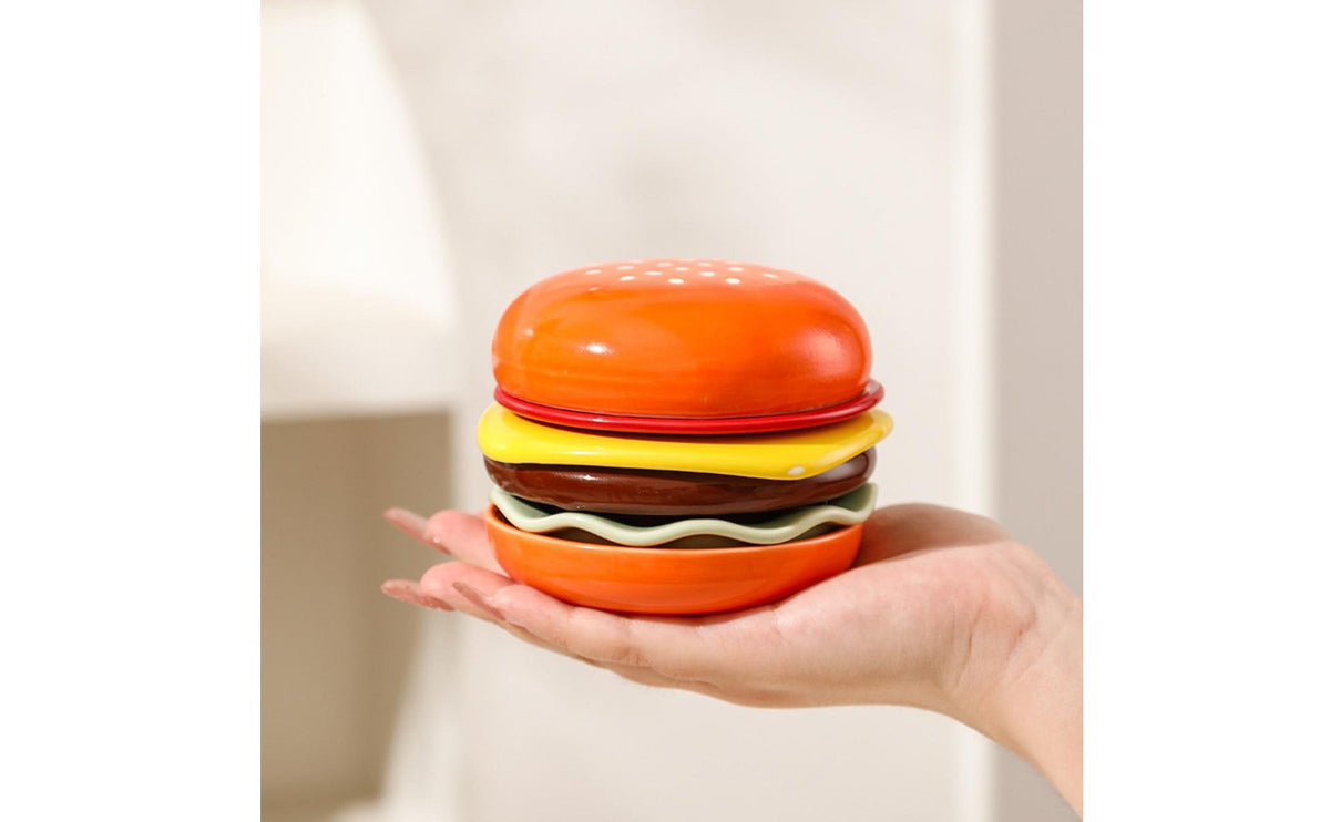 5 Pieces Creative Design Burger-Shaped Condiment Dish Space Saving Cute Ceramic Dipping Dish Food-Safe Tableware for Home