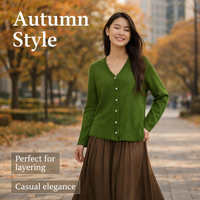 Women's Jumpers V Neck Long Sleeve Knit Top with Ruffle Detail, Soft Viscose Blend Sweater for Work Wear and Business Casual, Ladies