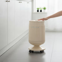 Trash Can with Lid Cylindrical Hinged-Lid Bin Modern Pedestal Trash Can for Washroom, Office, Bedroom