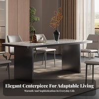Italian Inspired Rectangular Pedestal Table Light Luxury Household Furniture Minimalist design Modern Design for Small Apartment Dwellers, Homeowners, Families, Dining Room, Dinner Parties, Kitchen, Home
