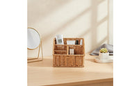 Rattan Basket with Dividers Wicker-Style Divided Storage Basket Compartment Organizer Multifunctional Container Versatile