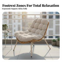 Ergonomic Design Padded Scoop Rocker Sturdy Frame Leisure Chair Thick Cushion Outdoor Furniture Wide Seat for Relaxation Seekers, Homeowners, Balcony, Patio, Garden, Living Room