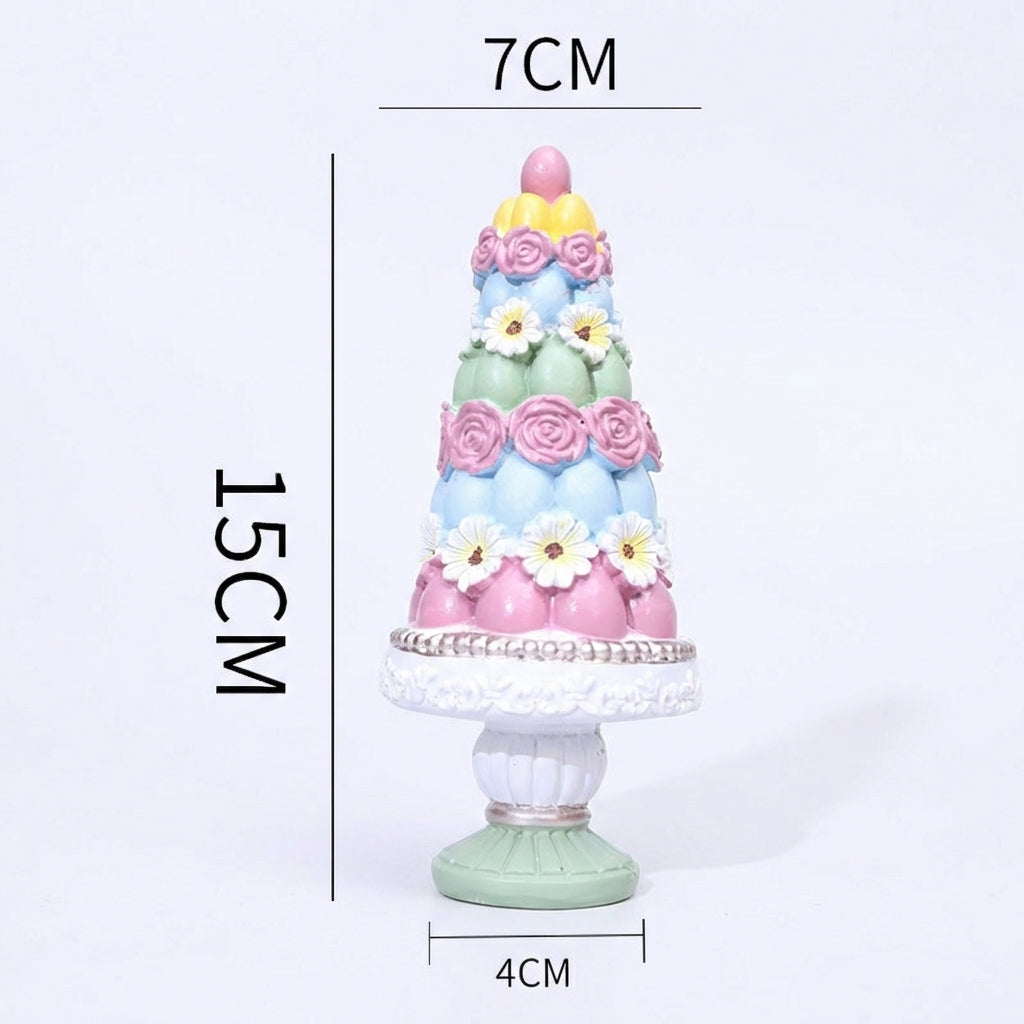 Easter Cone Tree Hangable Resin Floral Column Pastel Floral Cone Statue for Holiday Decorators, Homeowners, Tabletop Display, Living Room, Mantlepiece