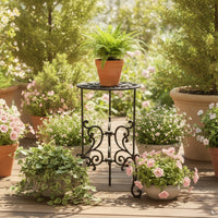 Metal Plant Stand Weather Resistant Plant Stand with Scrolling Legs Sturdy Iron Flower Pot Holder for Balcony, Garden