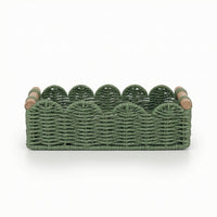 Handwoven Paper Rope Storage Basket Braided Scalloped Basket Multi-Functional Handmade for Shelves