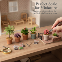 Miniature Potted Succulent Plants for Dollhouse & Micro Landscape Decor