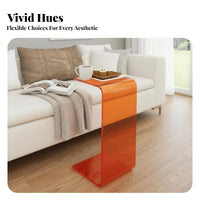 Transparent Look C-Shaped Side Table Minimalist aesthetic Home Furnishing Space-Saving Sofa Stand multi-functional Use for Apartment Dwellers, Design aficionados, Living Room, Bedroom, Small Spaces, Balcony