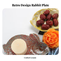 Ceramic Hare Plate Nordic Bunny Shaped Tray Jewelry Holder for Women, Gift Presenters, Dressing Table, Living Room