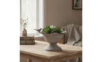 Decorative Metal Planter with Birds Distressed Scalloped Planter Pot Weathered Plant Holder Rustic for Gardeners