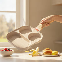 Nonstick Pan with Four Sections Divided Breakfast Pan Multi-Section Skillet 4-Cup for Singles, Students, Small Kitchens, Dorm Rooms
