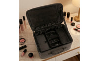 Makeup Case with Shoulder Strap Professional Travel Makeup Case Zippered Cosmetic Organizer with Dividers for Journeyers