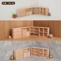 4 Pieces 1:12 Scale Dollhouse Cabinet with Drawers Unfinished Miniature Cabinet DIY Miniature Shelving Paintable for Crafters, Hobbyists, Collectors