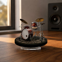 Holiday Gift Acrylic Drum Kit Model Music Themed 2D Acrylic Drummer Ornament Collectible 2D Drum Set Ornament Exquisitely Crafted for Drummers, Musicians, Office Desk, Bookshelf