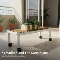 Rolling Plant Stand With Wheels Botanical Trolley Cart Multifunctional Flower Pot Holder Rack for Balcony, Living Room, Indoor