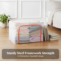 Transparent viewing panel Foldable textile Box Large Capacity foldable Shelf container Stackable Closet Organizer Reinforced Handles for Students, homeowners, Bedroom, Moving House, Dorm Room, Under Bed