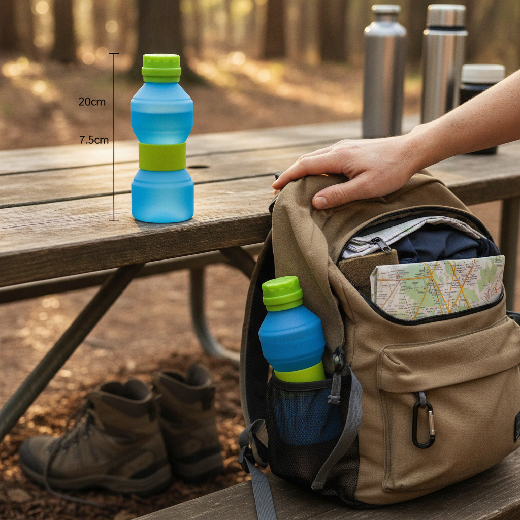 Foldable Silicone Water Bottle for Outdoor Sports, Portable and Creative Design