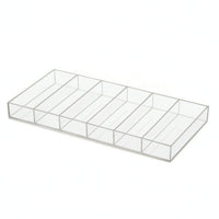 6-Compartment Acrylic Cosmetic Storage Box Rectangular Eyeglass Organizer with Six Compartments Easy Access Makeup Brush Tray Space-Saving for Beauty Enthusiasts