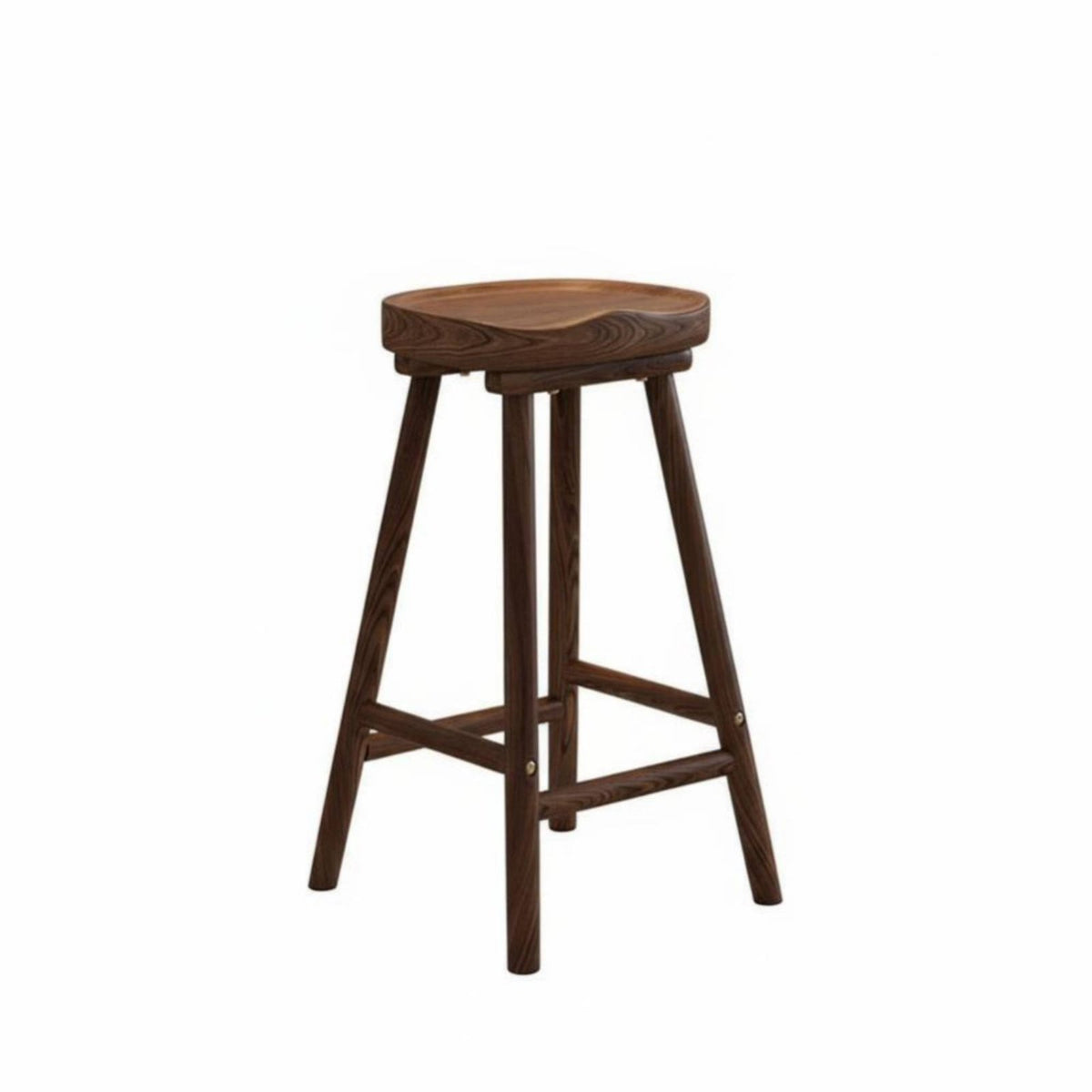 Solid Wood Construction Backless Wooden Saddle Stool Integrated Footrest Backless Saddle Perch Rustic Aesthetic Bar Chair High Weight Capacity for Cafe Owners, Homeowners, Adults, Kitchen Island, Restaurant, Reception Area, Balcony