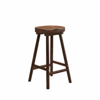 Solid Wood Construction Backless Wooden Saddle Stool Integrated Footrest Backless Saddle Perch Rustic Aesthetic Bar Chair High Weight Capacity for Cafe Owners, Homeowners, Adults, Kitchen Island, Restaurant, Reception Area, Balcony