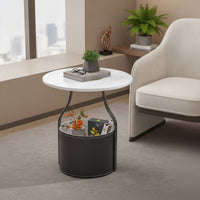 Round Side Table Contemporary Round End Table Compact Furniture for Living Room, Small Apartments, Reading Corners