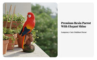 Resin Parrot on Branch Statue Highly Detailed Resin Parrot Figurine Lively Colors Realistic Bird Sculpture for Balcony, Patio, Yard
