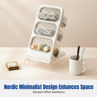 Office Storage Rack, 3-Tier Desktop Organizer, Large Capacity Multi-Functional Tea & Coffee Holder, Modern Minimalist PET