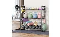 Heavy Duty 3 Tier Dumbbell Rack Movable Mobile Metal Weight Stand Stable Construction