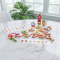 Stringing Educational Play Wooden Bead Puzzle Reasoning Thinking Wooden Threading Game for Kids