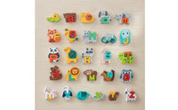 26 Pieces Educational Wooden Alphabet Matching Game Colorful Alphabet Animal Puzzle Multicolor Wooden Puzzle with Animal Blocks Smooth Edges for Classroom