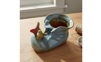 Ceramic Boot Planter Opening Top Boot Planter Raised Texture Decorative Container